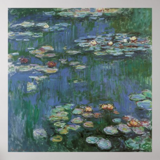 Wasserlilien von Claude Monet, Vintage Blume Poster (Vorne)