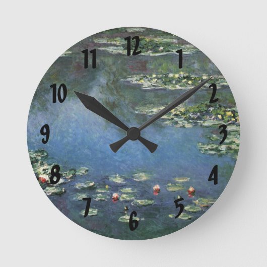 Wasserlilien von Claude Monet, Vintage Blume Runde Wanduhr (Vorderseite)