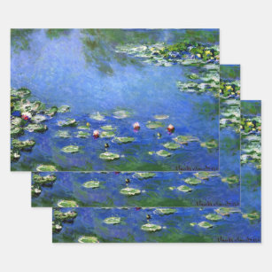 Wasserlilien von Claude Monet, Vintage Kunst Geschenkpapier Set