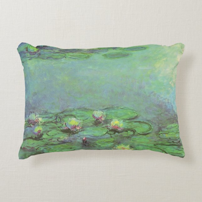 Wasserlilien von Claude Monet, Vintager Impression Dekokissen (Vorderseite)