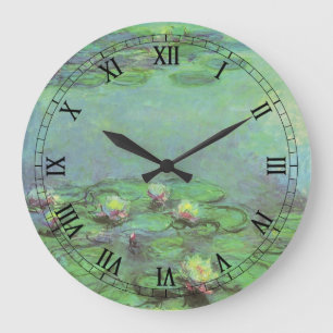 Wasserlilien von Claude Monet, Vintager Impression Große Wanduhr