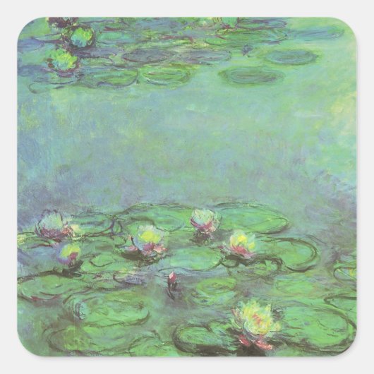 Wasserlilien von Claude Monet, Vintager Impression Quadratischer Aufkleber (Vorderseite)