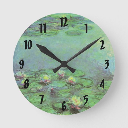 Wasserlilien von Claude Monet, Vintager Impression Runde Wanduhr (Vorderseite)