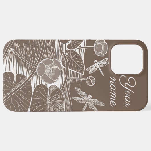 Wasserlilienbraun iPhone Hülle (Hinten horizontal)