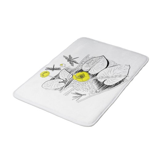 Wasserliliengravur Badematte (Schrägansicht)