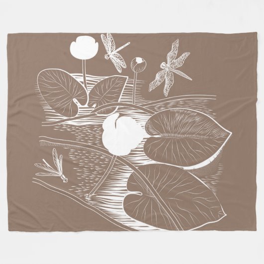 Wasserliliengravur Fleecedecke (Vorderseite (Horizontal))
