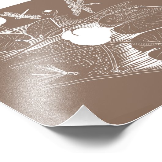 Wasserliliengravur Fotodruck (Ecke)