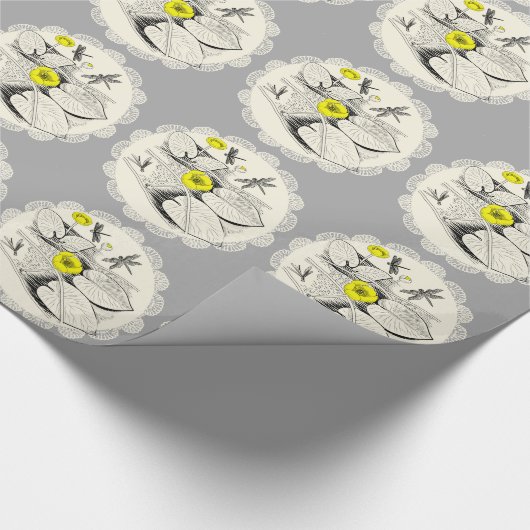 Wasserliliengravur Geschenkpapier (Ecke)