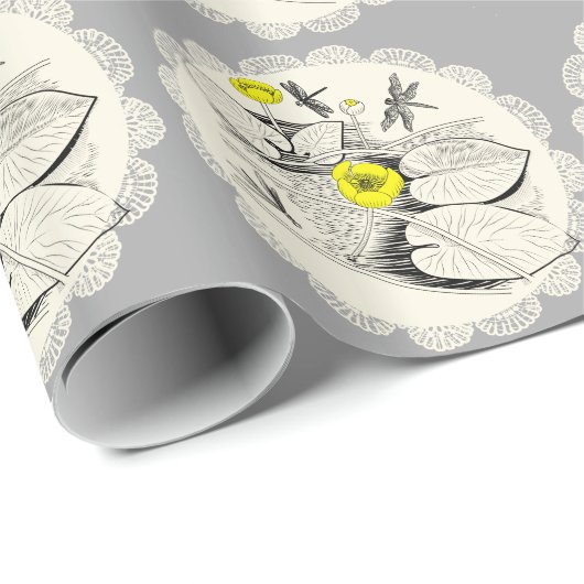 Wasserliliengravur Geschenkpapier (Rolleneckpunkt)