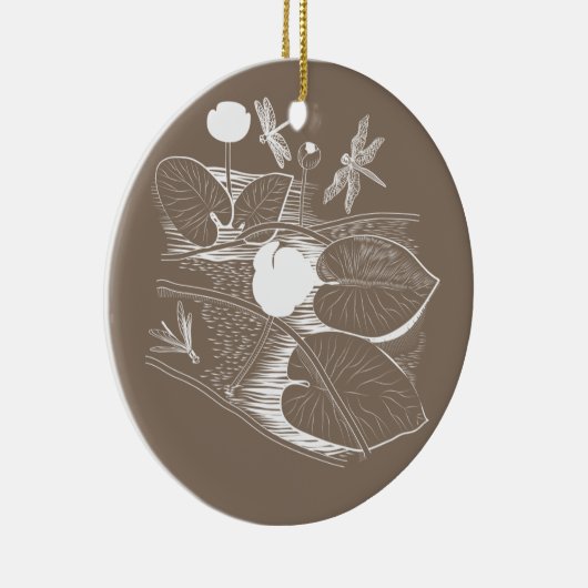 Wasserliliengravur Keramik Ornament (Rechts)