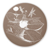 Wasserliliengravur Keramikknauf (Vorderseite)