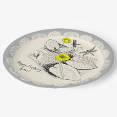 Wasserliliengravur Pappteller (Schrägansicht)