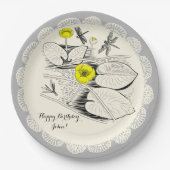 Wasserliliengravur Pappteller (Vorderseite)