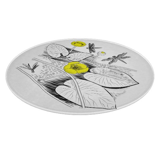 Wasserliliengravur Schneidebrett (Ecke)