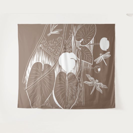 Wasserliliengravur Wandteppich (Vorderseite (Horizontal))