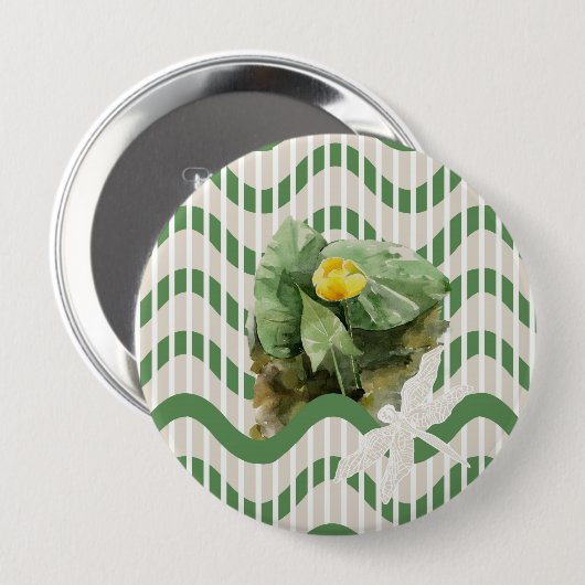 Wasserlilienmuster Button (Vorne & Hinten)