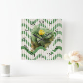 Wasserlilienmuster Quadratische Wanduhr (Zuhause)