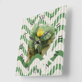 Wasserlilienmuster Quadratische Wanduhr (Winkel)