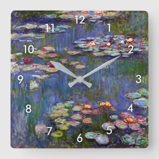 Wasserliliensee, Monet Quadratische Wanduhr (Vorderseite)