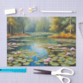 Wasserliliensee, Wald, Naturdarstellung Seidenpapier (Handwerk)