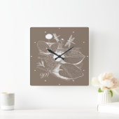 Wasserlililie-Grafik Quadratische Wanduhr (Zuhause)