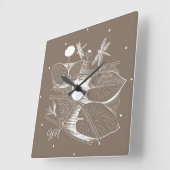 Wasserlililie-Grafik Quadratische Wanduhr (Winkel)