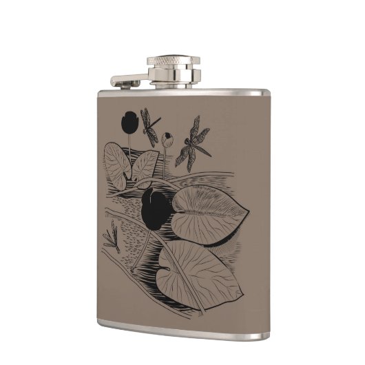 Wasserlililiengravur Flachmann (Links)