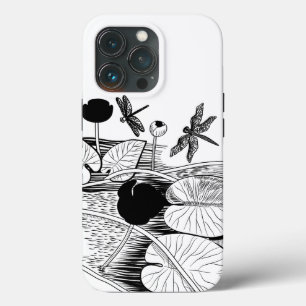 Wasserlililienschwarze Grafik Case-Mate iPhone Hülle