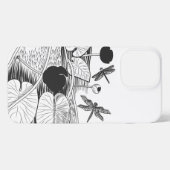 Wasserlililienschwarze Grafik iPhone Hülle (Rückseite (Horizontal))