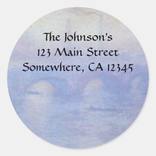 Wasserloo-Brücke, Nebeleffekt von Claude Monet Runder Aufkleber (Vorderseite)