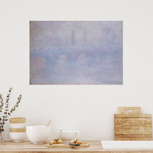 Wasserloo-Brücke. Nebelwirkung Poster (Küche)