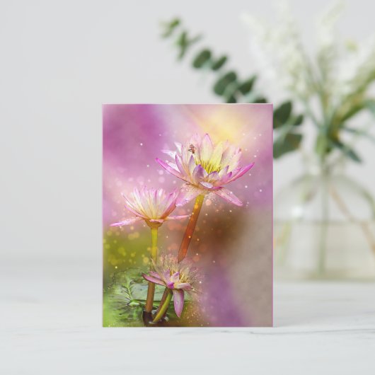 Wasserlotus, exotische Pflanze, Postkarte (Stehend Vorderseite)