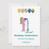 Wassermann 1. Geburtstag Impressionist Gold Glitte Einladung (Vorderseite)