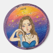 Wassermann Astrologie Mädchen im blauen Sternenhim Magnet (Vorne)