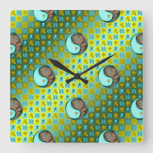 Wassermann & Erd-Affe Quadratische Wanduhr