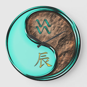 Wassermann & Erde-Drache Große Wanduhr
