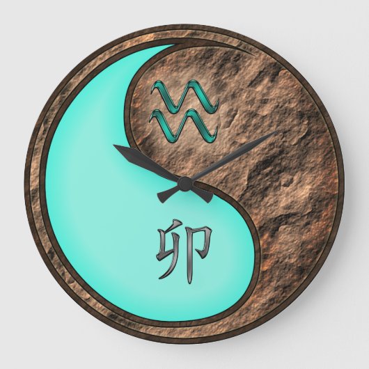 Wassermann & Erde-Hase Große Wanduhr (Vorderseite)