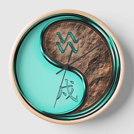 Wassermann & Erde Hund Uhr (Vorderseite)