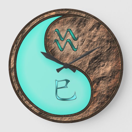 Wassermann & Erde Schlange Große Wanduhr (Vorderseite)