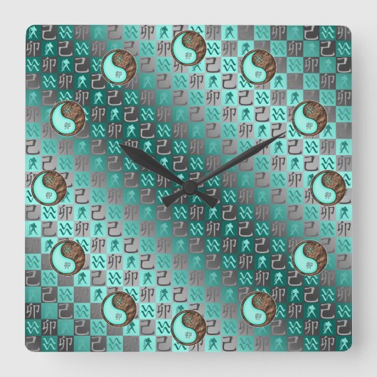 Wassermann & Erdhase Quadratische Wanduhr (Vorderseite)