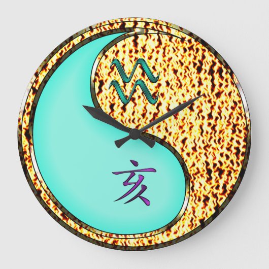 Wassermann & Feuer-Schwein Große Wanduhr (Vorderseite)