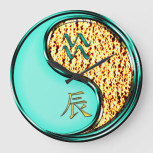 Wassermann & Feuerdrache Große Wanduhr