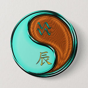 Wassermann & Holz-Drache Button