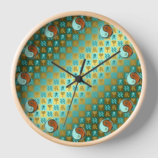Wassermann & Holz-Drache Uhr (Vorderseite)