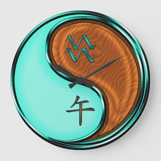 Wassermann & Holzpferd Große Wanduhr (Vorderseite)