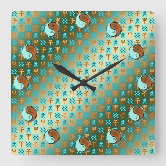 Wassermann & Holzratte Quadratische Wanduhr (Vorderseite)