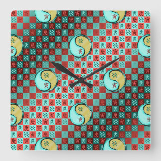Wassermann & Metall-Tiger Quadratische Wanduhr
