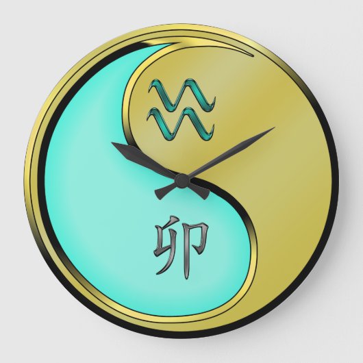 Wassermann & Metallener Hase Große Wanduhr (Vorderseite)