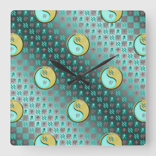 Wassermann & Metalliner Hase Quadratische Wanduhr