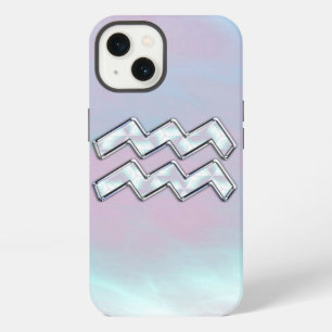 Wassermann-Sternzeichen auf Mutter-der-Perle-Stil iPhone 13 Hülle